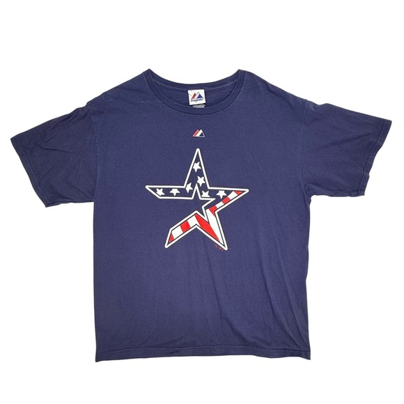Majestic Other - Majestic Houston Astros T Shirt Mens Large Blue American Flag Star Logo Cotton